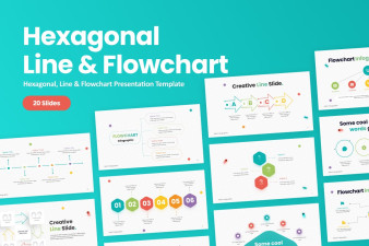 Hexagonal, Line & Flowchart PowerPoint Template
